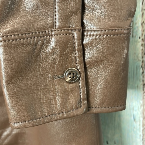 Chicos Mill Chocolate Brown Faux Leather Shacket Jacket Shirt Dress M/L (size 1) - Picture 7 of 12